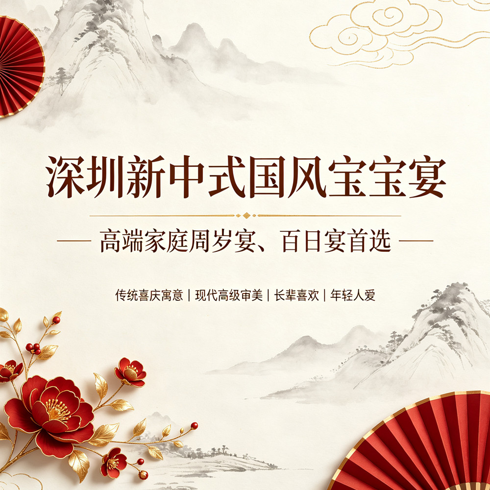 深圳新中式国风宝宝宴布置，高端周岁宴传统仪式感策划(图1)